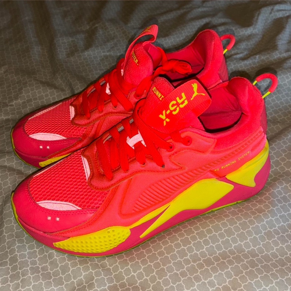 Puma RS-X Vibrant Red and Neon Yellow Sneakers